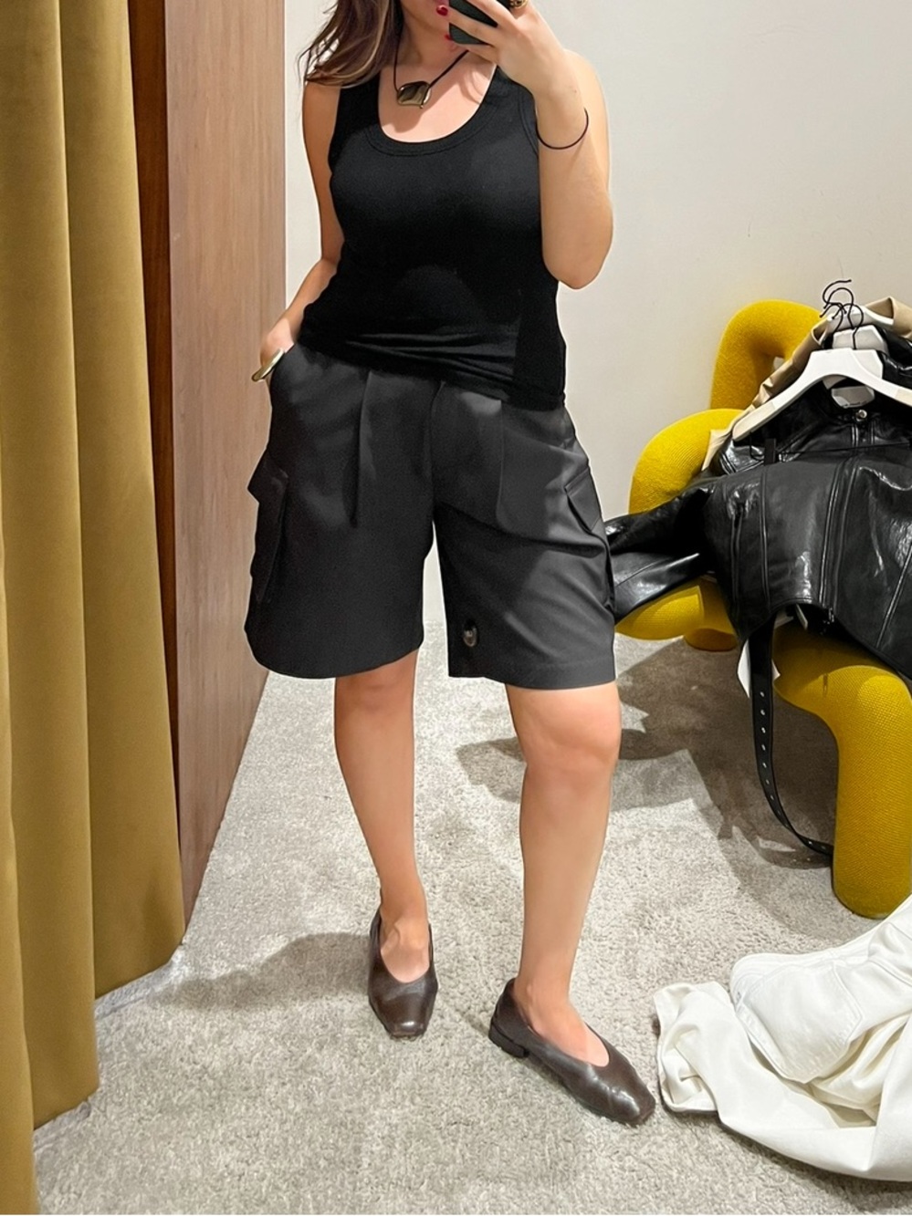 Frankie Shop Charcoal Cargo Bermuda Shorts